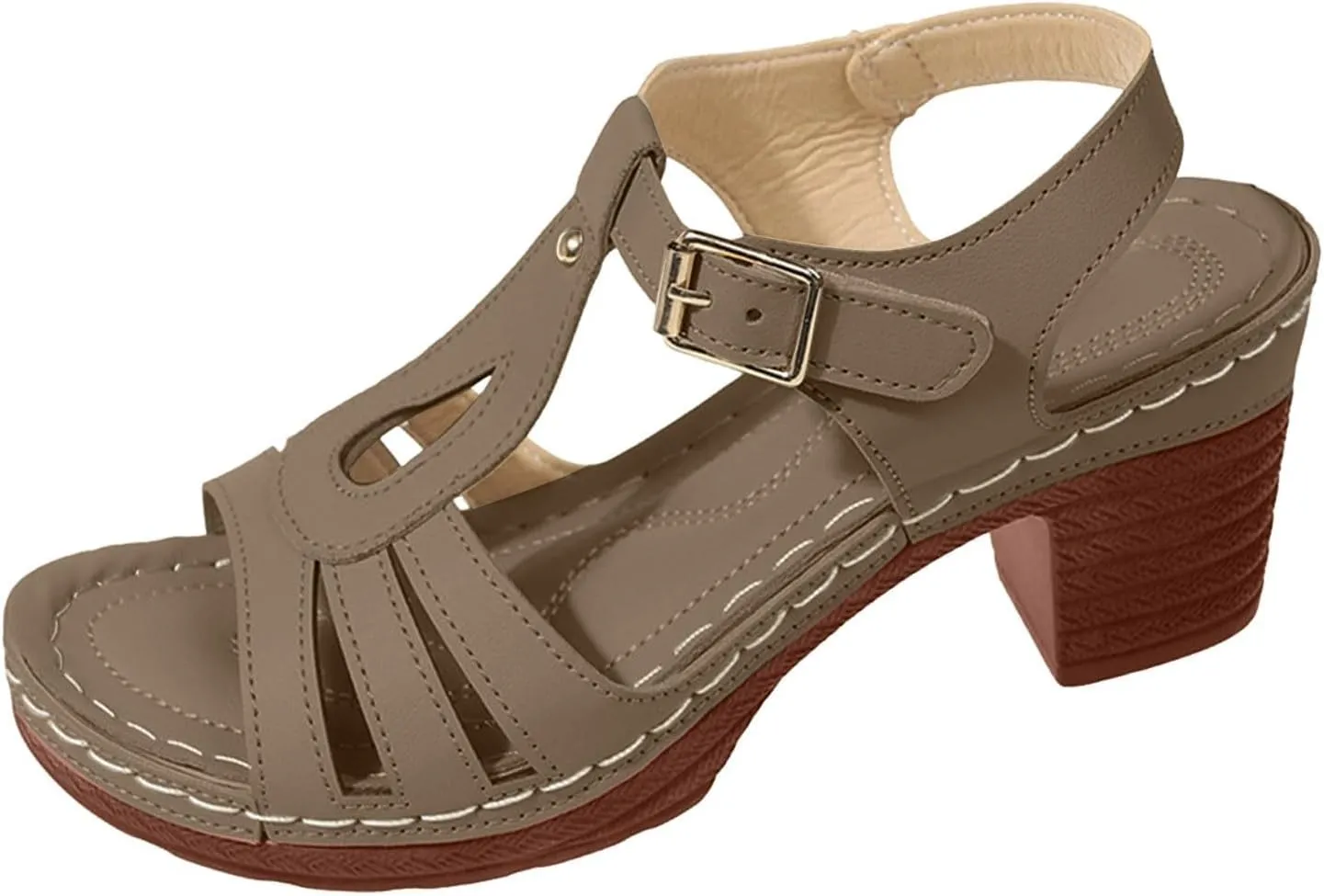 Chunky Heel Sandals for Women Platform Wedges Summer Dressy Open Toe Ankle Strap Sandals Casual Slip on Beach Vacation Shoes