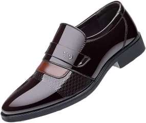 Dress Oxford for Men Slip On Leather Shoes Men Business Formal Wear Large Size Black Casual Inner Heightening Suit Breathable British Groomsmen Shoes