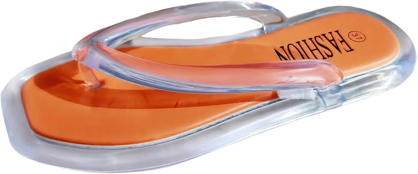 Ladies Summer Home Outdoor Beach Flip Flops Transparent Crystal Clip Toe Large Size Sandal Slippers House Stuff