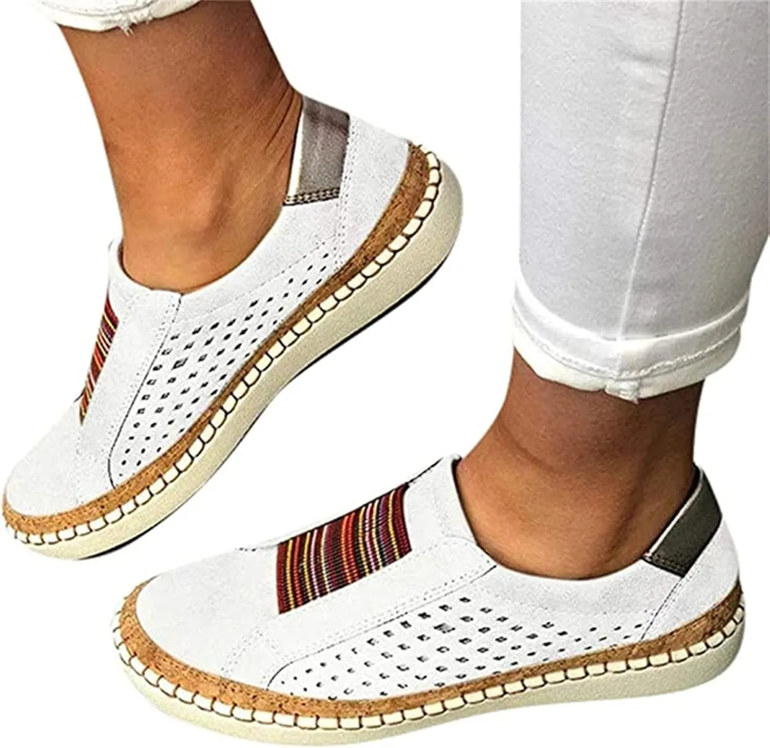 Ladmiple Womens Shoes Dressy Casual Comfortable Orthopedic Slip On Canvas Shoes Platform Walking Sneakers Flats Loafers