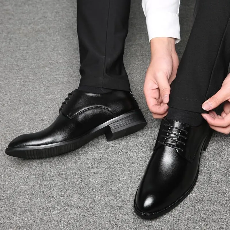 Mens Dress Shoe Black Genuine Leather Men Shoes Dress Oxford Shoes for Men Fashion Business Casual Party Banquet Daily Retro Carved Lace-up Brogue Dress Shoes