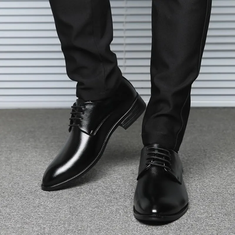 Mens Dress Shoe Black Genuine Leather Men Shoes Dress Oxford Shoes for Men Fashion Business Casual Party Banquet Daily Retro Carved Lace-up Brogue Dress Shoes