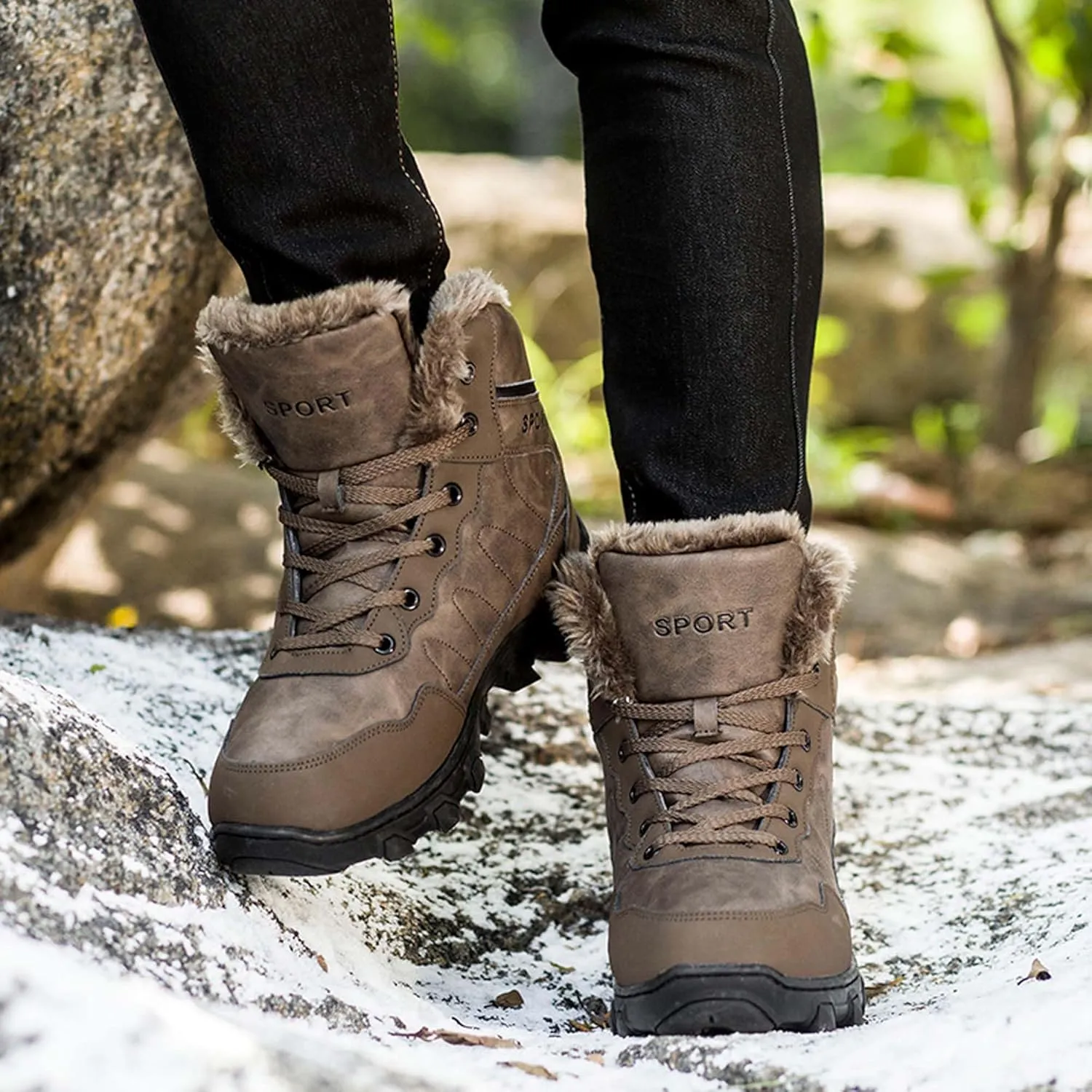 Men's hiking boots with thickened snow boots