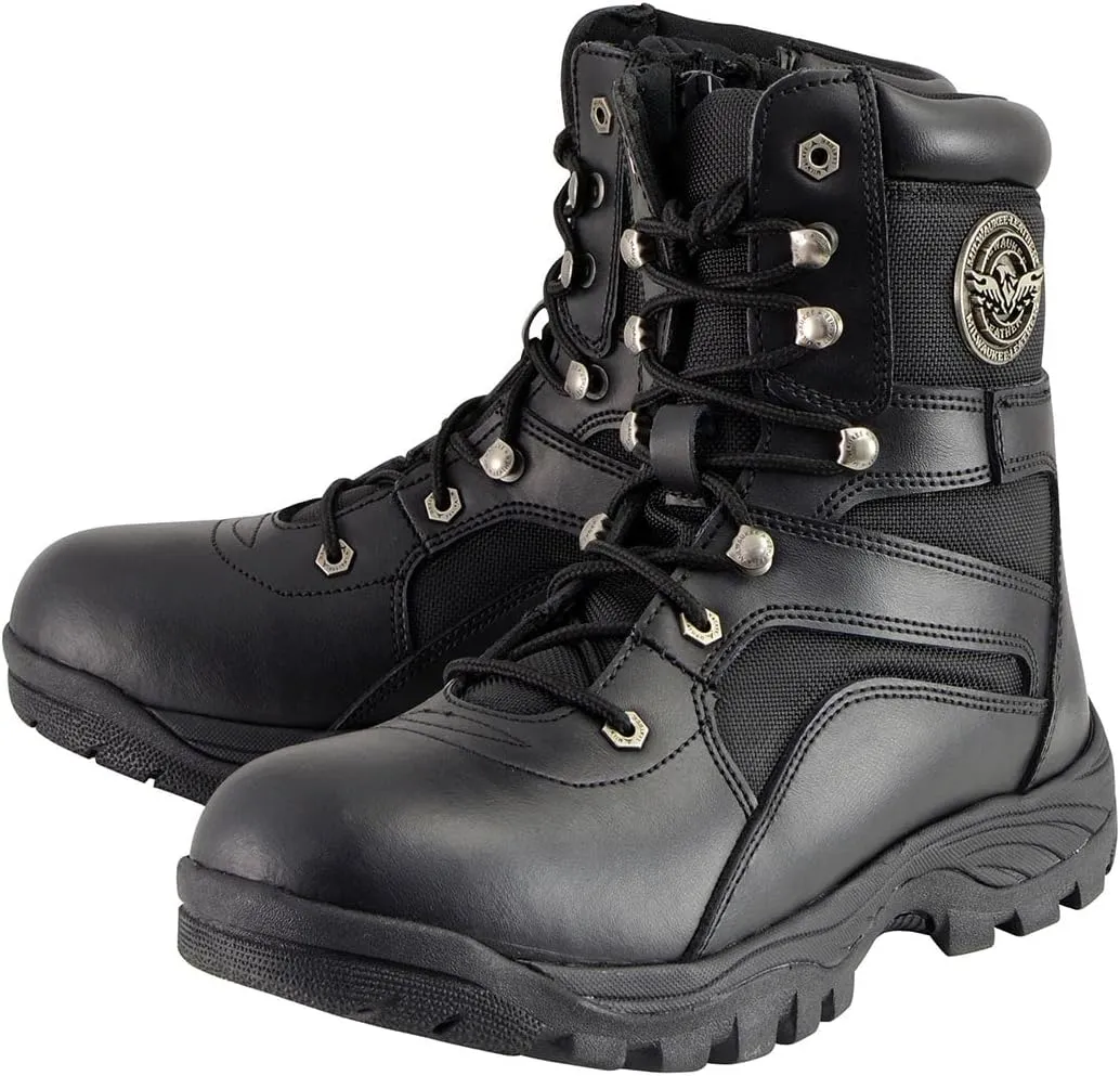 Milwaukee Leather Men's Premium Leather Swat Style-Tactical Lace-Up Biker Boots MBM - 8.5