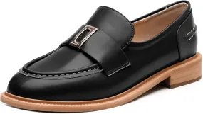 SKYSTERRY Loafers for Women Penny Loafers with Round Toe Low Chunky Block Heels Comfortable Women Loafers Shoes for Work Party Dating Shopping
