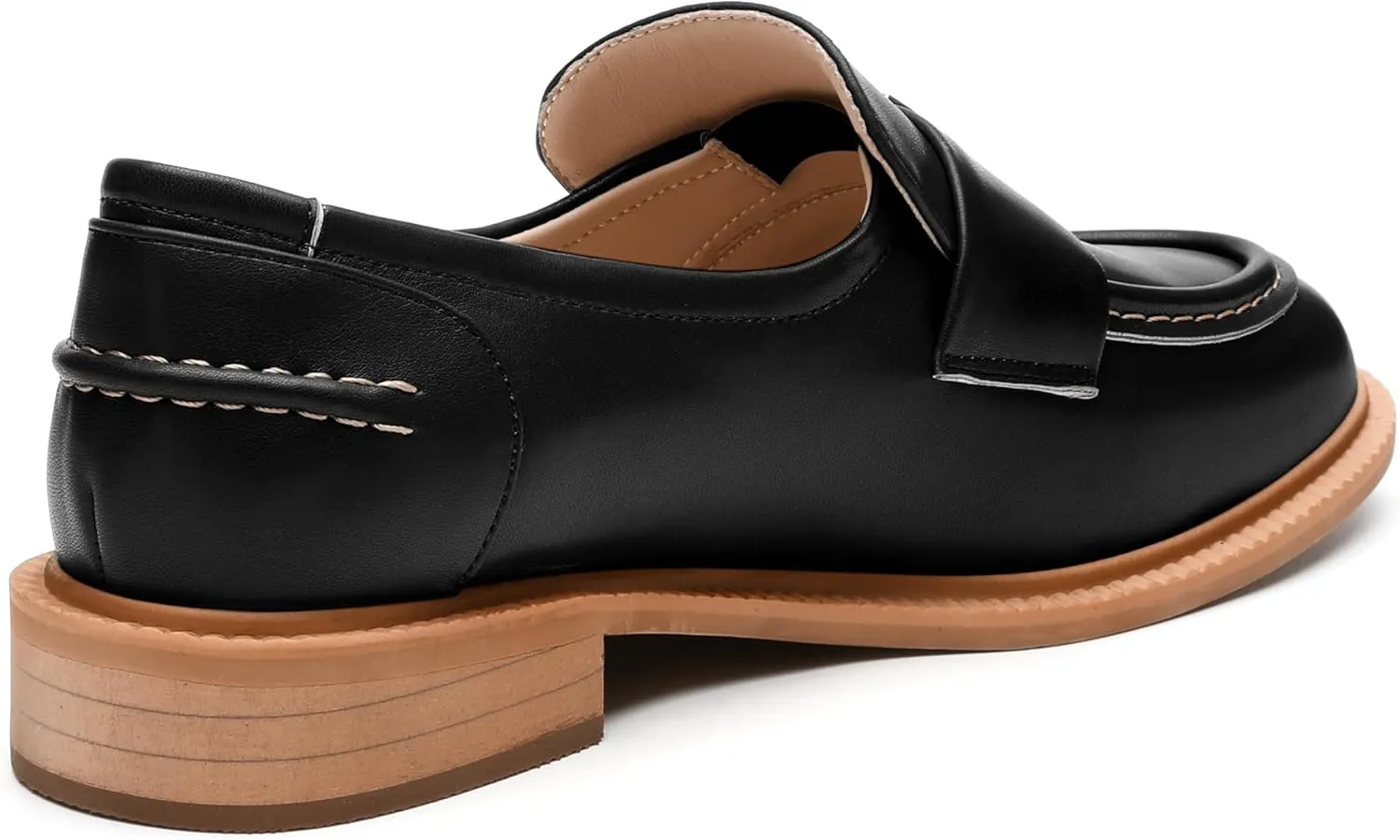 SKYSTERRY Loafers for Women Penny Loafers with Round Toe Low Chunky Block Heels Comfortable Women Loafers Shoes for Work Party Dating Shopping