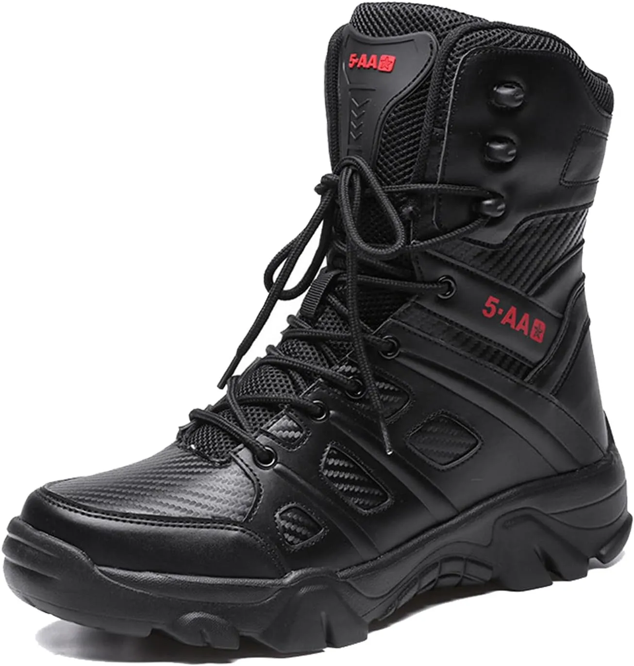 Tactical Boots Men Lightweight Work Boots Leather Military Combat Boots Side Zipper Motorcycle Hiking Boots