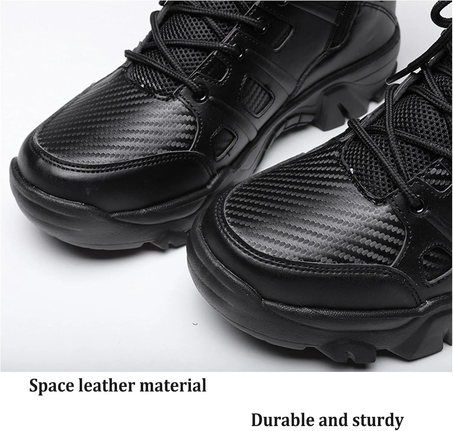 Tactical Boots Men Lightweight Work Boots Leather Military Combat Boots Side Zipper Motorcycle Hiking Boots