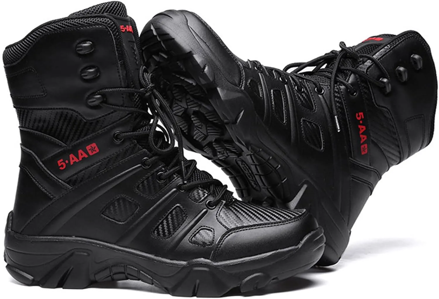 Tactical Boots Men Lightweight Work Boots Leather Military Combat Boots Side Zipper Motorcycle Hiking Boots