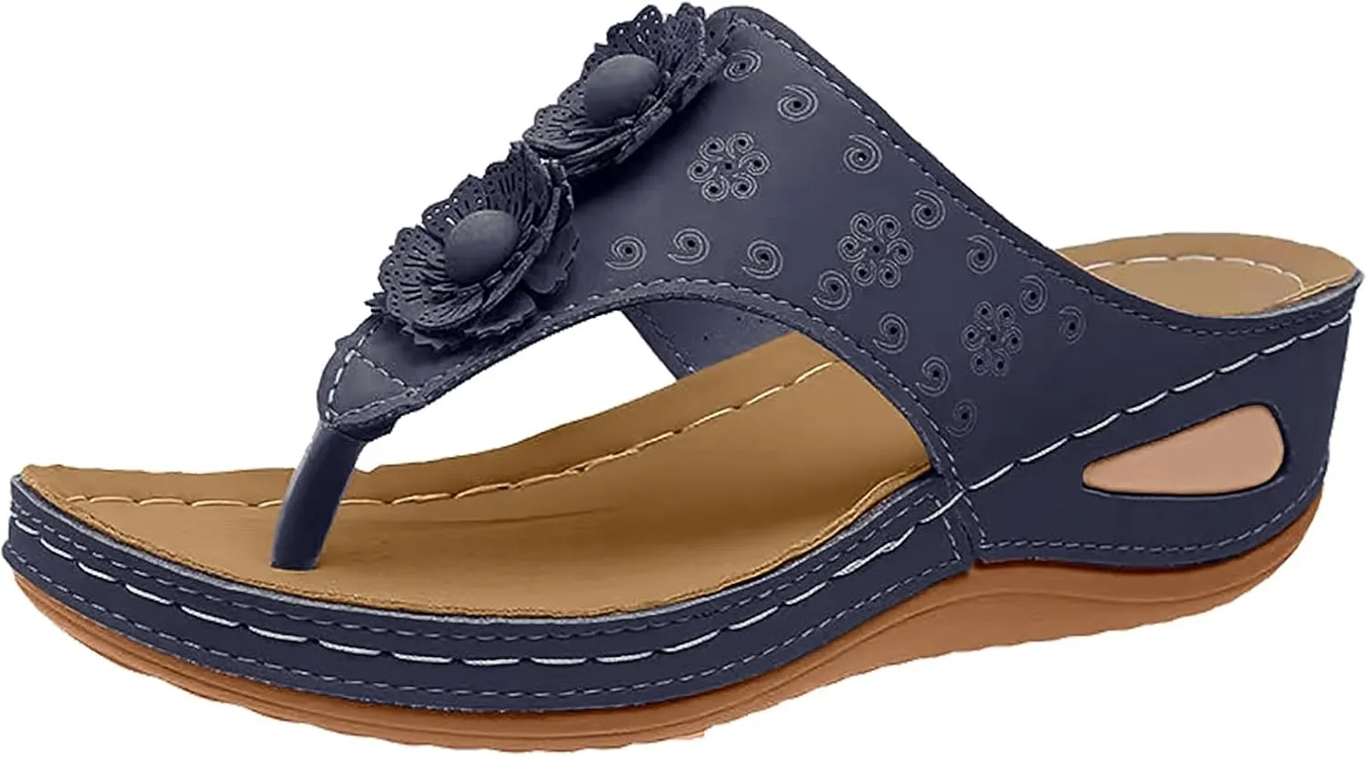 Women Arch Support Wedge Flip Flops Summer Dressy Bohemian Beach Slippers 2025 Trendy Clip Toe Sandals Comfort Flip-Flop