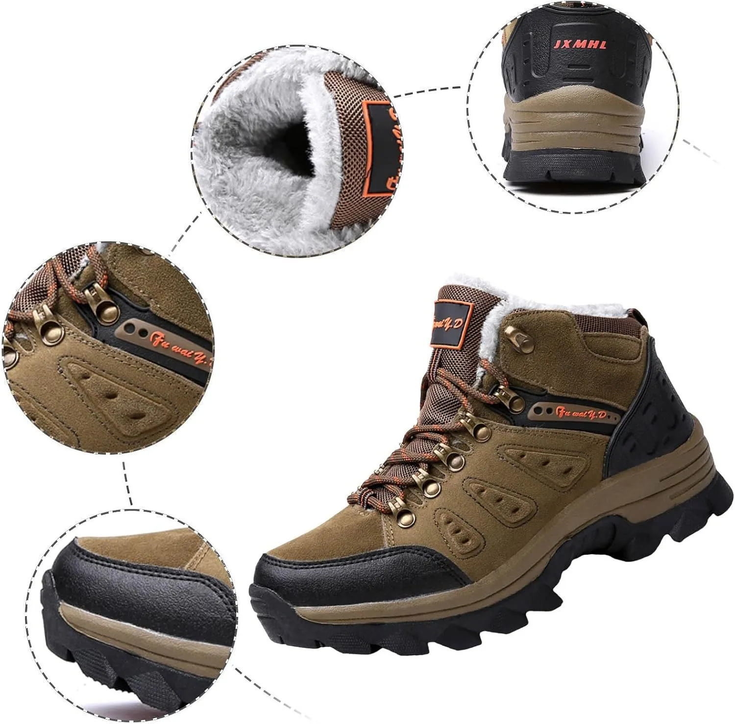 Womens Winter Snow Boots Waterproof Fuzzy Lightweight Warm Ankle Booties Fur Lined Mini Hiking No-Slip Winter Lightweight