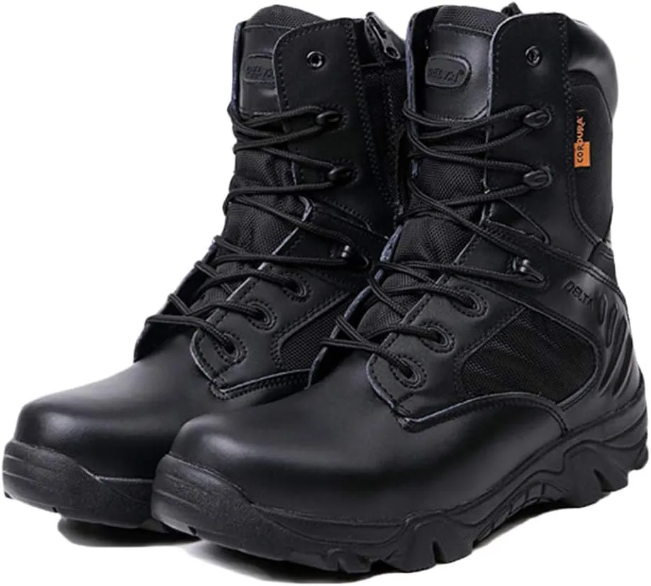 Wygwlg Mens Military Combat Tactical Boots Adult Mountain Boots High Leather Boot Waterproof Desert Jungle Recon Boots,Black-41